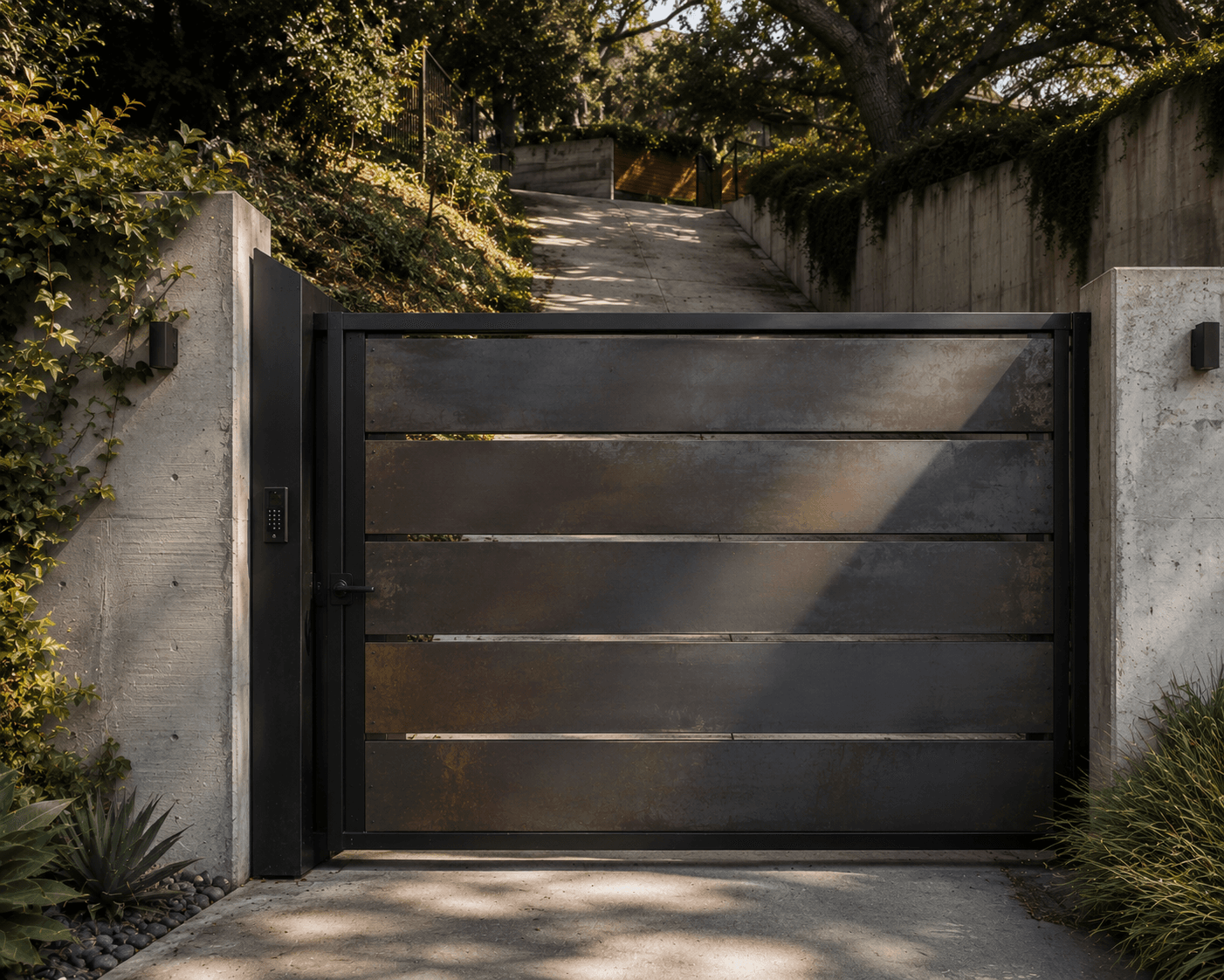 Dark Steel Driveway Gate